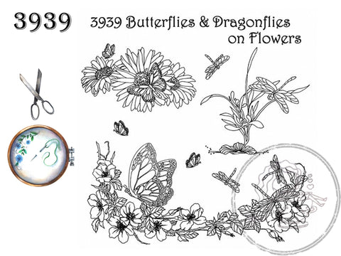 Dragonflies Designs, Butterflies, Flowers for Linens, Hot Iron Transfers, NEW Uncut, Unopened Transfers, Aunt Martha's, 3939 - The Vintage TeacupHot Iron Transfers