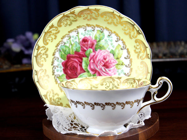 EB Foley, Cup & Saucer, Wide Mouth Teacup, Gorgeous Roses 18220 - The Vintage TeacupTeacups