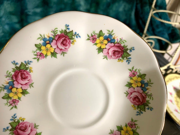 Elizabethan Orphan Saucer, Floral Saucer, Made in England - No Teacup Plate Only -A - The Vintage TeacupSaucer
