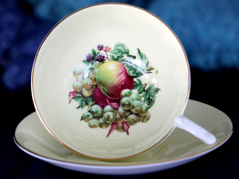 Fruit Motif Tea Cup and Saucer, Wide Mouthed Teacup, Made in England 15918 - The Vintage TeacupTeacups