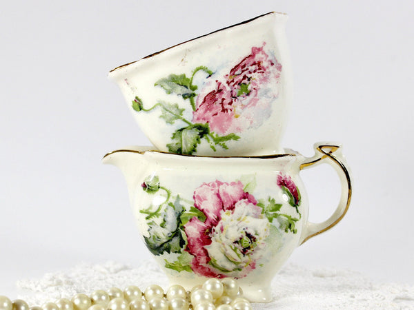 Grimwades, Royal Winton Shabby Poppy Creamer and Open Sugar Bowl 12656 - The Vintage TeacupAccessories