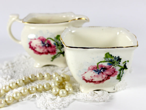 Grimwades, Royal Winton Shabby Poppy Creamer and Open Sugar Bowl 12656 - The Vintage TeacupAccessories