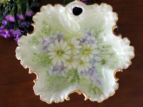 Hand Painted Fluted Dish, 8 1/2", Relish Dish, Vanity Tray, Pin Dish 16913 - The Vintage TeacupAccessories