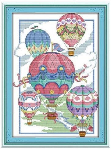 Hot Air Balloon, Cross Stitch Kit, Colorful Threads, Embroidery Patterns J203 - The Vintage TeacupCross Stitch Kits