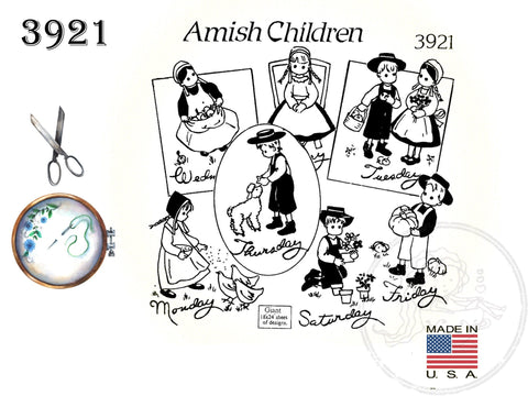 Hot Iron Transfers, 3921, Amish Children, For Embroidery, Textile Painting, Needlepoint, Wearable Art, Aunt Martha's - The Vintage TeacupHot Iron Transfers