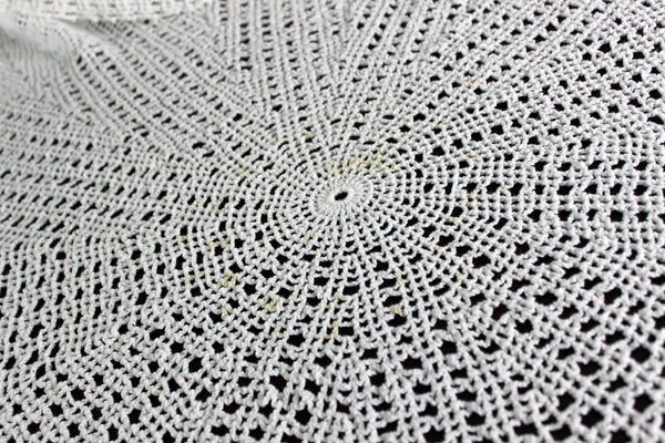 Filet Crocheted Table Topper, Small Tablecloth, Hand Made Table Cloth, White Handmade 17913