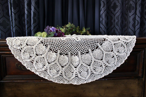 27 Inch Table Topper, Large Crochet Doily, Hand Crocheted, Light Ecru in Shade, Large Handmade Doilies 17966