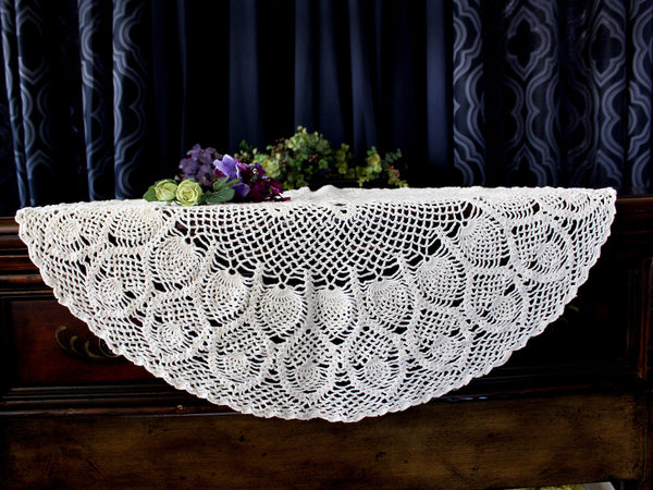 27 Inch Table Topper, Large Crochet Doily, Hand Crocheted, Light Ecru in Shade, Large Handmade Doilies 17966