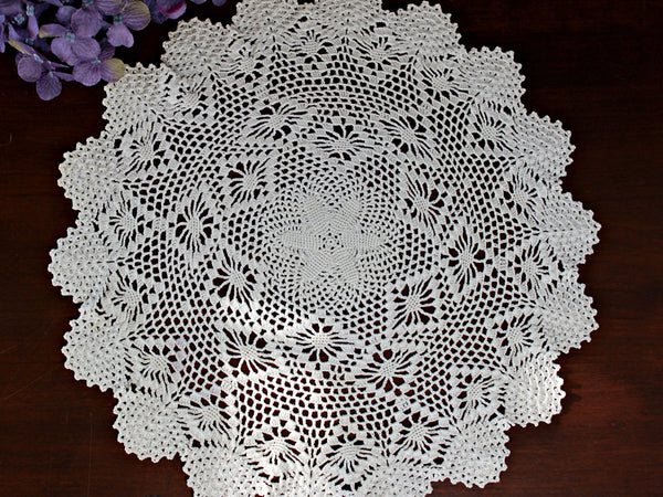 14 Inch. Large Crochet Doily, Crocheted Table Linens, Hand Crochet Doily - 18158