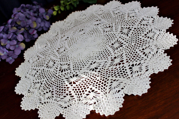 14 Inch. Large Crochet Doily, Crocheted Table Linens, Hand Crochet Doily - 18158