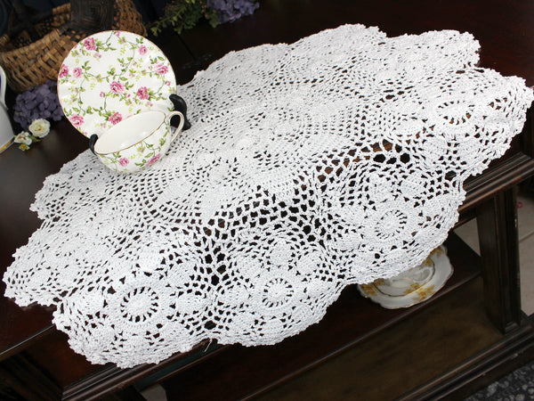 Huge White Doily, 26 Inch Crochet Doily, or Topper, Hand Made 18307