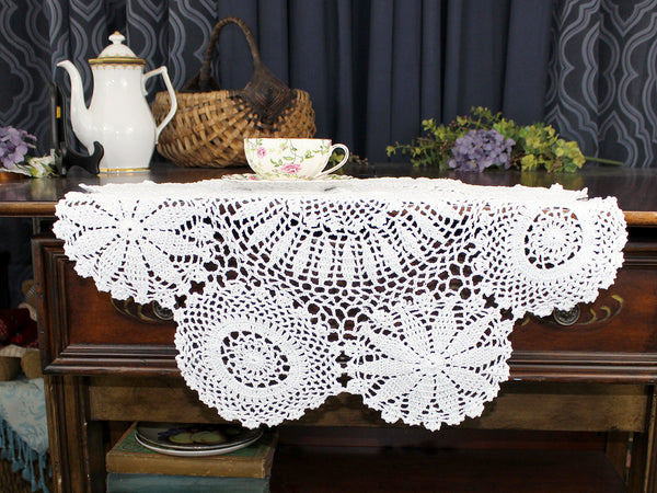 Huge White Doily, 26 Inch Crochet Doily, Table Topper, Hand Made 18310