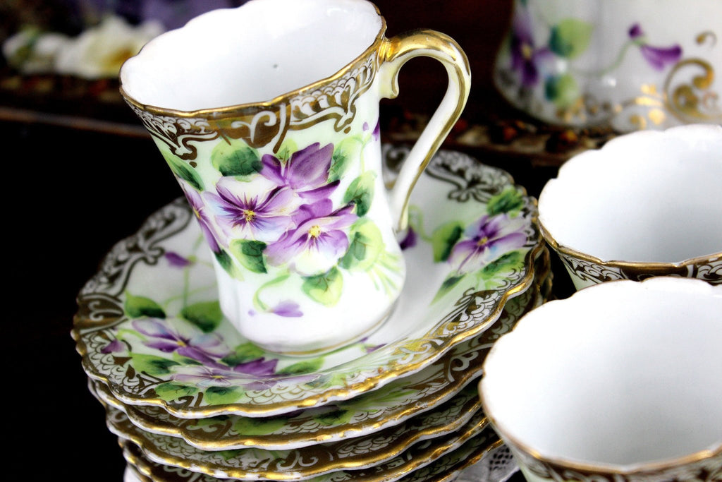Japanese Tea Set, Nippon, Hand Painted, 5 Cups & Saucers 18241 – The  Vintage Teacup