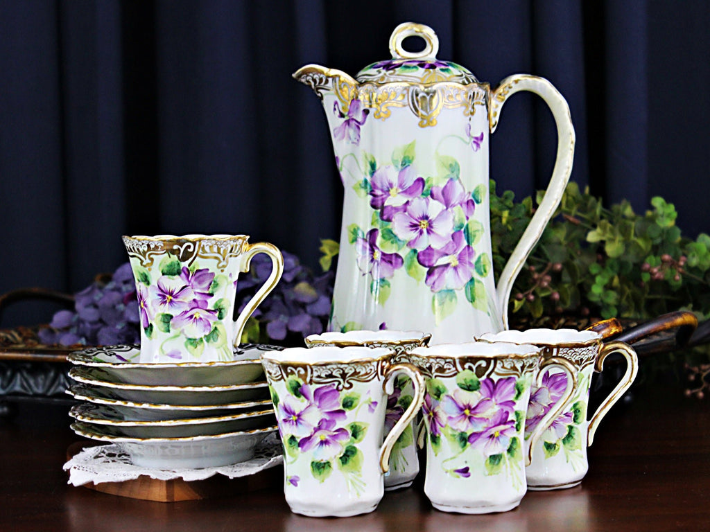 Japanese Tea Set, Nippon, Hand Painted, 5 Cups & Saucers 18241 - The Vintage TeacupTeacups