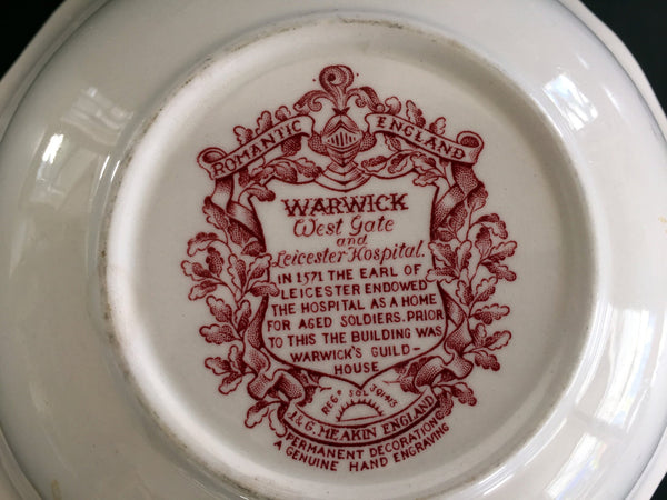 J&G Meakin 8.5" Serving Bowl, Warwick, Romantic England, Red / Pink Transferware 13844 - The Vintage TeacupAccessories
