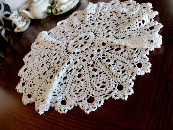 Large Crochet Table Topper, Chunky Crocheted Centerpiece, Handmade Linens 14481 - The Vintage TeacupTablecloth