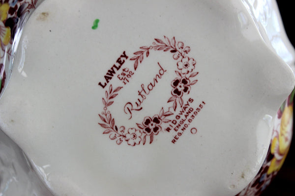 Lawley, Rutland Tea Pot, Ridgways, English Transferware, 4 Cup Porcelain Teapot 14066 - The Vintage TeacupTeapots