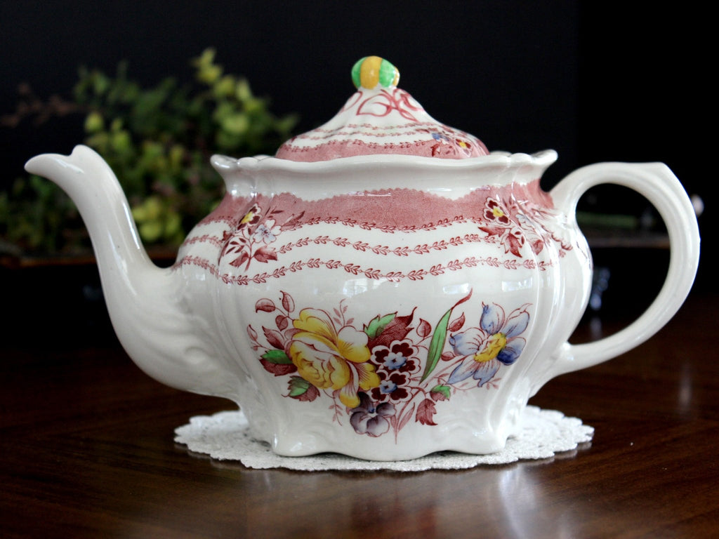 Lawley, Rutland Tea Pot, Ridgways, English Transferware, 4 Cup Porcelain Teapot 14066 - The Vintage TeacupTeapots