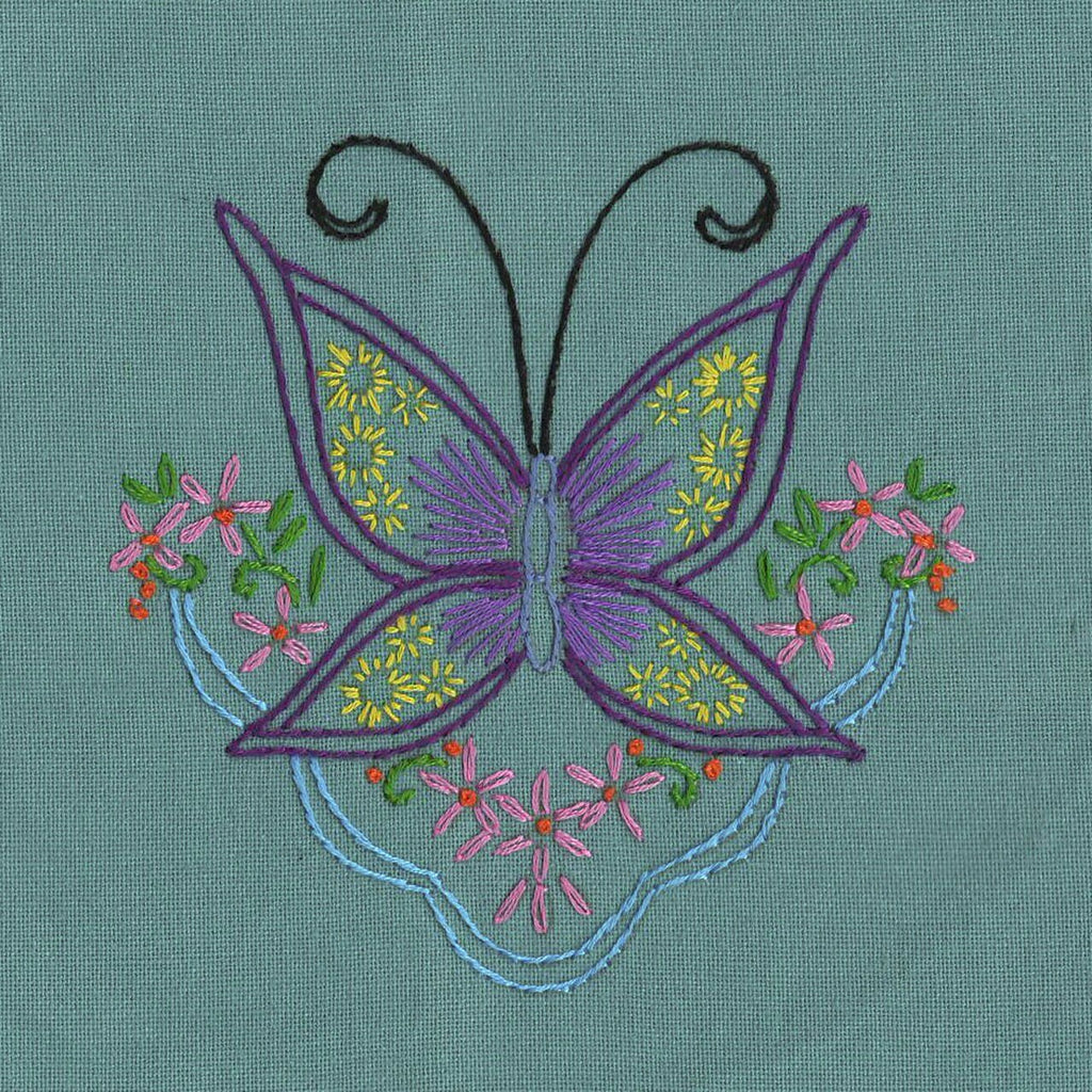 Butterflies and Flowers Aunt Martha's Iron on Transfer Patterns for  Embroidery