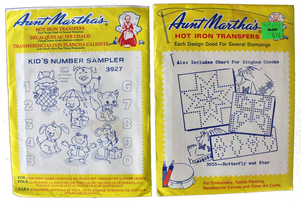 Lot of 6 Aunt Martha's®, Vintage Embroidery, Transfer Patterns, Hot Iron Transfers, Uncut, Opened Transfers. New/Old Stock 17242 - The Vintage TeacupHot Iron Transfers