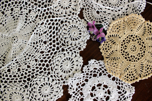 Lot of 8 NEW Assorted Doilies, Vintage Crochet Doilies, Crocheted Doily Lot 13746 - The Vintage TeacupDoilies