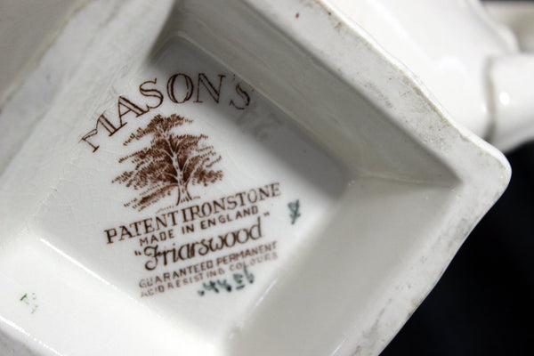 Mason's Friarswood, Ironstone Teapot, Large Square Tea Pot, Acorn and Leaf Relief 17905 - The Vintage TeacupTeapots
