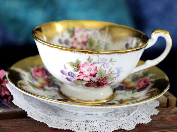 MISMATCHED Paragon Bone China Tea Cup & Saucer Fruit & Berries 16041 - The Vintage TeacupTeacups