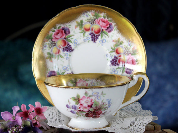 MISMATCHED Paragon Bone China Tea Cup & Saucer Fruit & Berries 16041 - The Vintage TeacupTeacups
