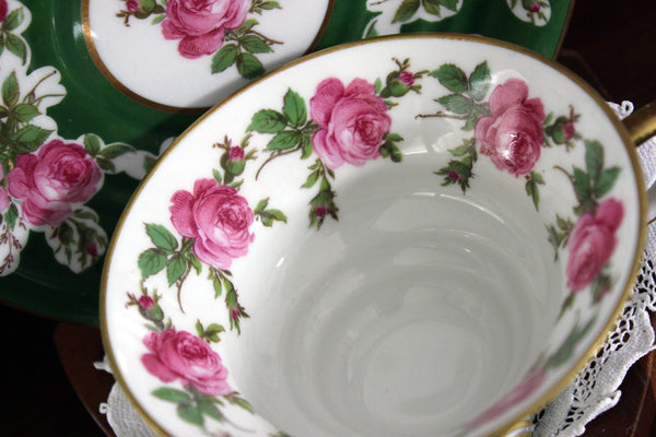 Mitterteich Claw Footed Teacup & Saucer, Pink Roses, Bavaria Germany 17903 - The Vintage TeacupTeacups