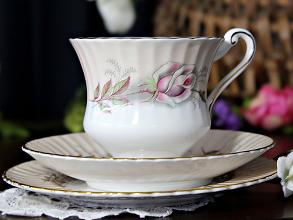 Paragon Cup, Saucer & Side Plate, Dusky Pink, Teacup Trio 18145 - The Vintage TeacupTeacups