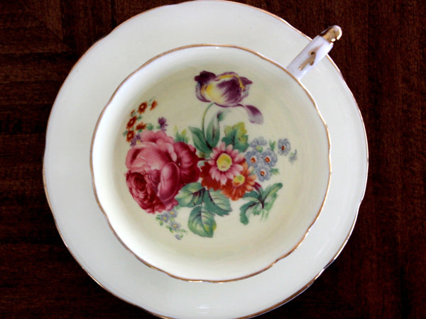 Paragon Pale Yellow Teacup with Saucer - English Bone China Tea Cup 15399 - The Vintage TeacupTeacups