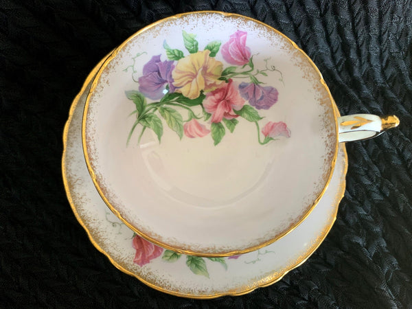 Paragon Pastel Pink Teacup & Saucer, Sweet Pea English Bone China Tea Cup -J - The Vintage TeacupTeacups
