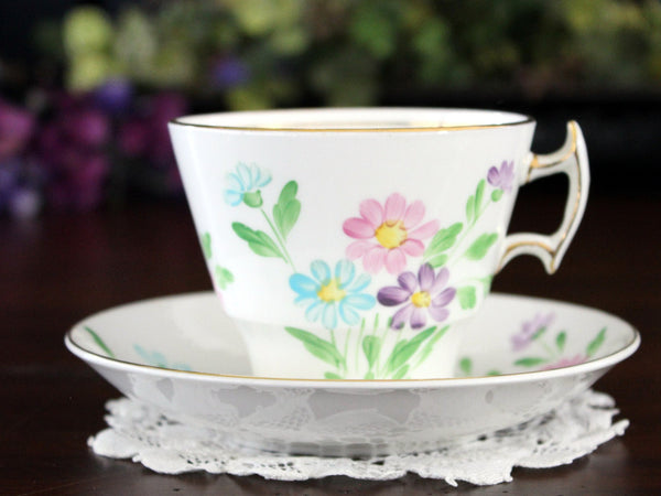 Phoenix China, Art Deco Teacup & Saucer, Hand Painted, Dainty Florals 17750 - The Vintage TeacupTeacups