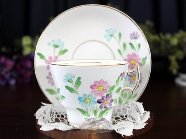 Phoenix China, Art Deco Teacup & Saucer, Hand Painted, Dainty Florals 17750 - The Vintage TeacupTeacups
