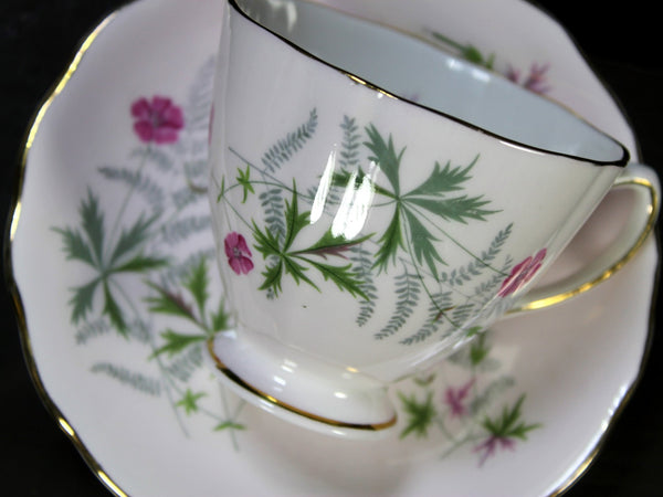 Pink Colclough Teacup, Vintage Tea Cup & Saucer, English Bone China -J - The Vintage TeacupTeacups