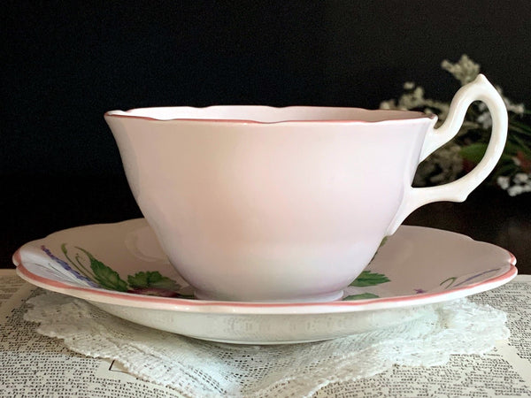 Pink Floral Teacup and Saucer, Royal Stuart Spencer Stevenson, English Tea Cup -J - The Vintage TeacupTeacups