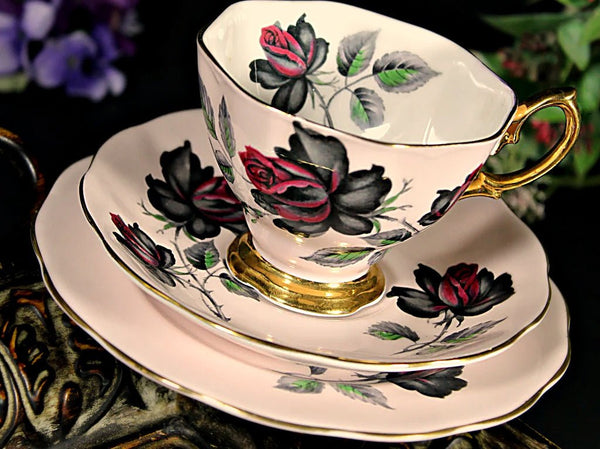 Pink Masquerade Teacup Trio, Royal Albert Tea Cup, Saucer and Side Plate, England -J - The Vintage TeacupTeacups