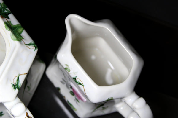 Pink Rose Single Serve Tea Pot, and Matching Creamer, Small Teapot, England -J - The Vintage TeacupTeapots