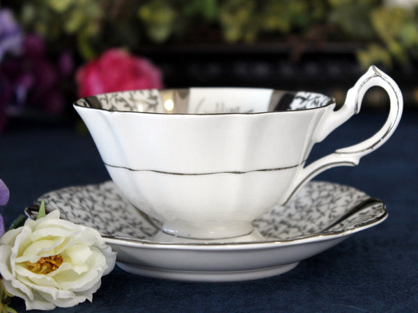 Princess Anne Anniversary Teacup & Saucer, Wide Mouthed, English Bone China 17498 - The Vintage TeacupTeacups