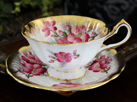 Queen Anne Cabinet Teacup and Saucer, English Bone China 15462 - The Vintage TeacupTeacups