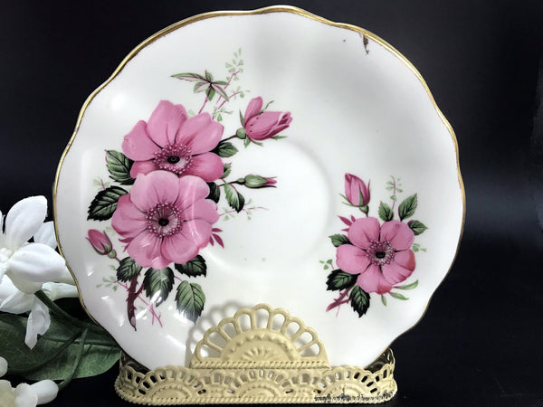 Queen Anne Orphan Saucer,Pink Dogwood, Made in England. No Teacup Plate Only -A - The Vintage TeacupSaucer