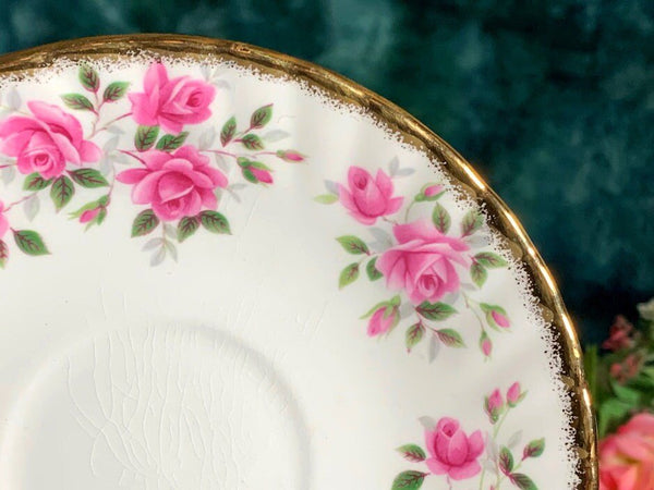 Rosina Pink Roses Bone China Orphan Saucer - No Teacup Plate Only -B - The Vintage Teacup