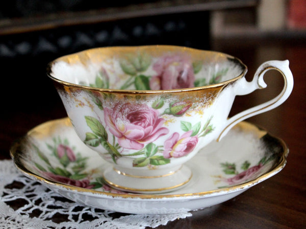 Royal Albert, Cabinet Cup & Saucer, Avon Shaped, Vintage Tea Cups 17391 - The Vintage Teacupcups saucers