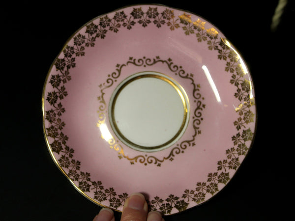 Royal Albert Orphan Saucer, Pink & Gold, Made in England. No Teacup Plate Only -C - The Vintage TeacupSaucer