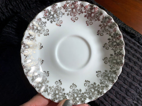 Royal Albert Orphan Saucer, Silver Chintz, Made in England. No Teacup Plate Only -G - The Vintage TeacupSaucer