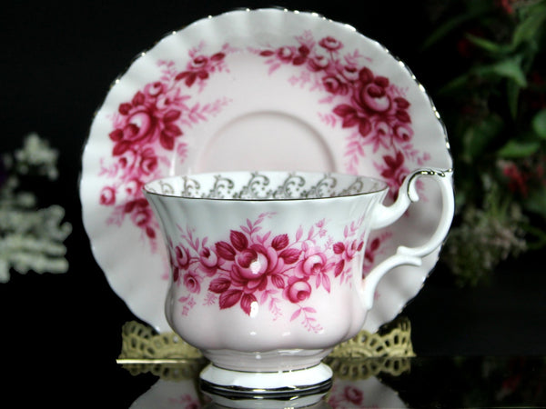 Royal Albert Serenade, Tea Cup & Saucer, Melody Series, Pink Roses Teacup 18106 - The Vintage TeacupTeacups