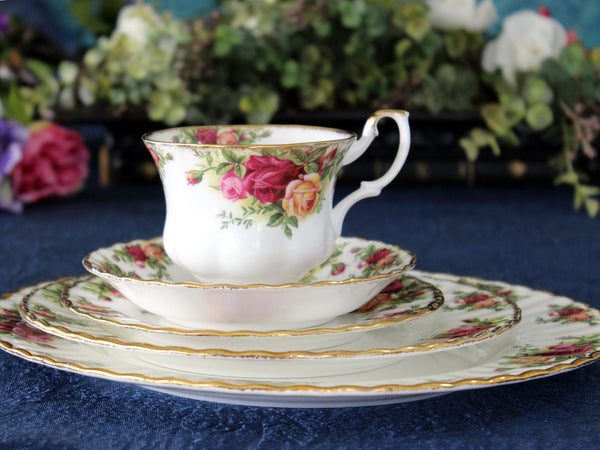 Royal Albert Teacup Setting, Old Country Roses, 5 Piece Tea Cup, Saucer & Plates 17402 - The Vintage TeacupTeacups