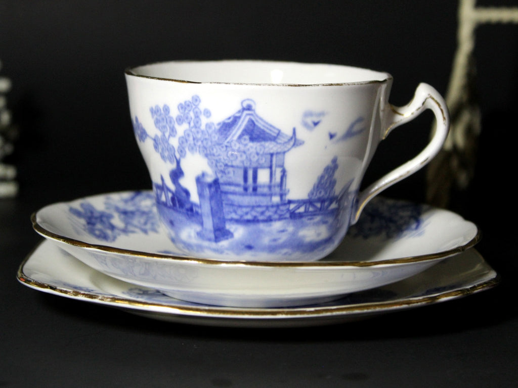 Royal Crown Pottery Teacup Trio, Tea Cup, Saucer and Side Plate, "Balfour" Made in England -J - The Vintage TeacupTeacups