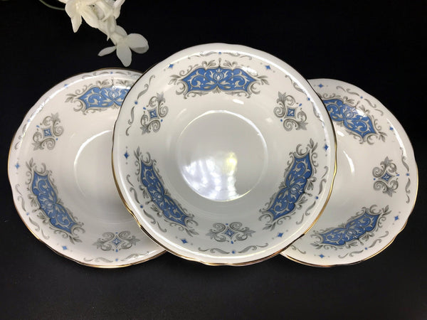 Royal Stafford Berry Bowls, 6 "Runnymede" Blue and White Bowls, English China - The Vintage Teacup