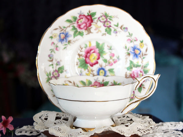 Royal Stafford, Wide Mouthed, Tea Cup & Saucer, Rochester Teacup 16302 - The Vintage TeacupTeacups